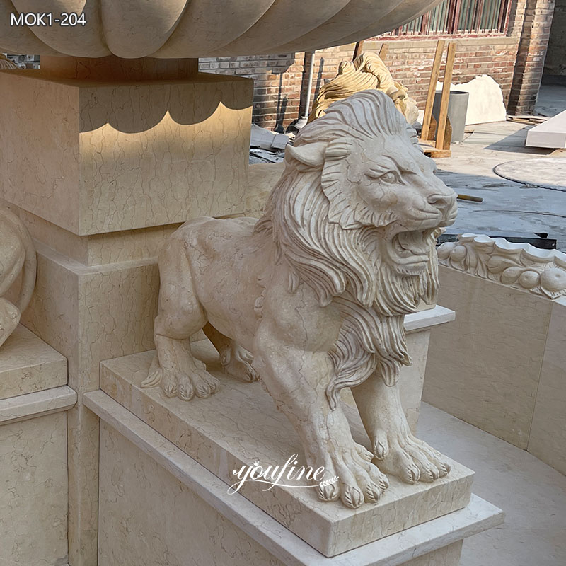 outdoor lion water fountain details
