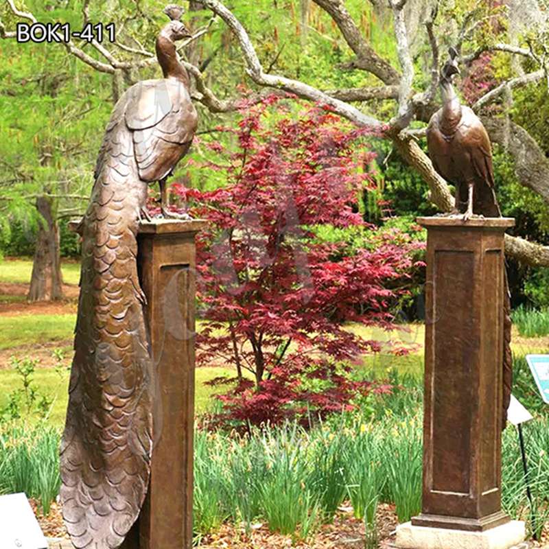 Bronze Peacock Statue for Garden Outdoor Decor Art BOK1411 YouFine