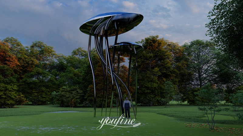 polished stainless steel jellyfish sculpture - YouFine Sculpture