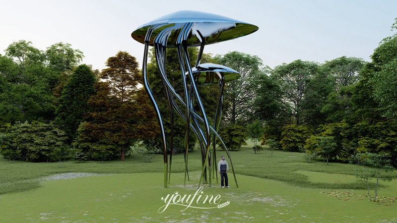 polished stainless steel jellyfish sculpture - YouFine Sculpture