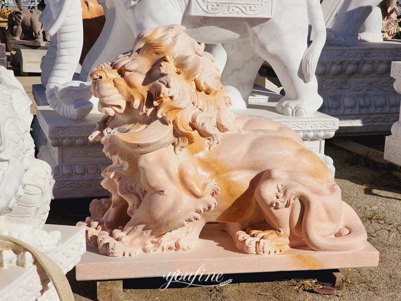 sunred marble lion statue