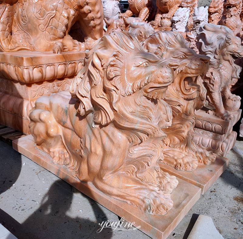 sunred marble lion statue 