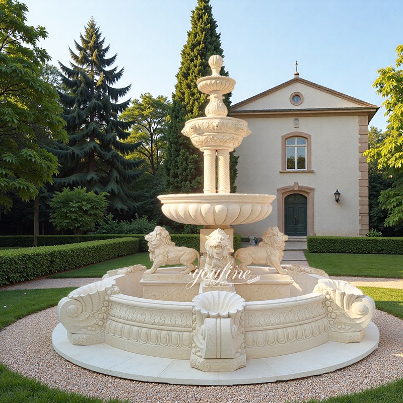 walking lion statue water fountains
