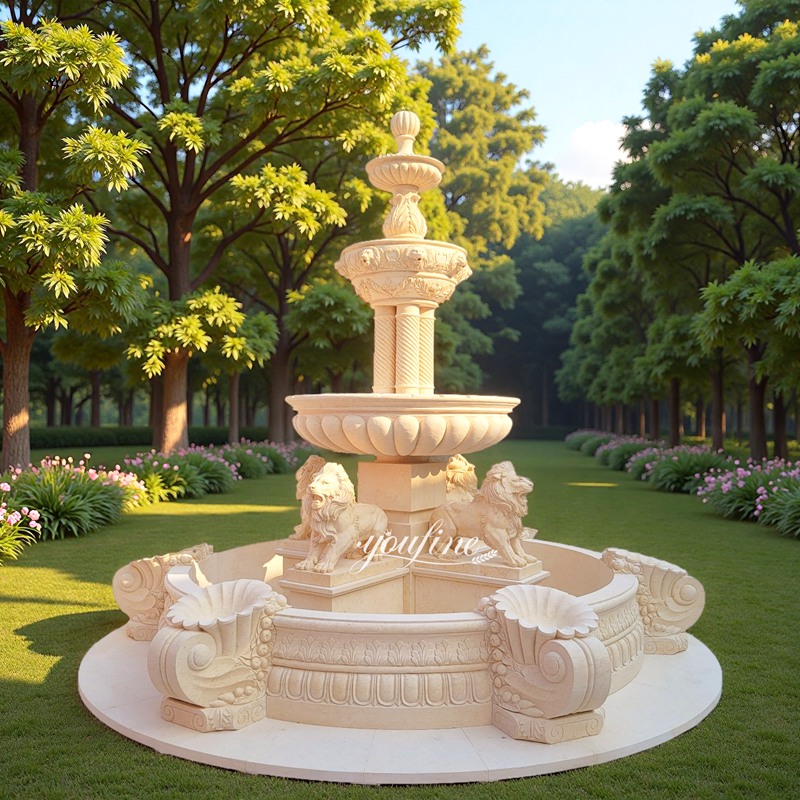 walking lion water fountains