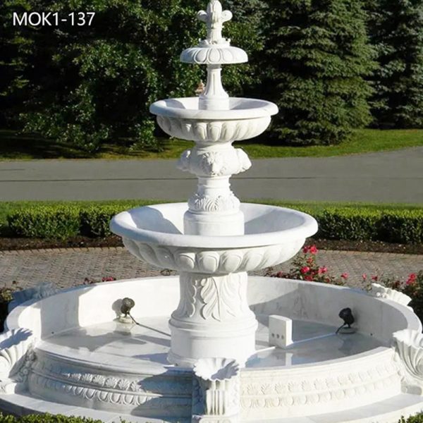 white marble fountain - YouFine Sculpture