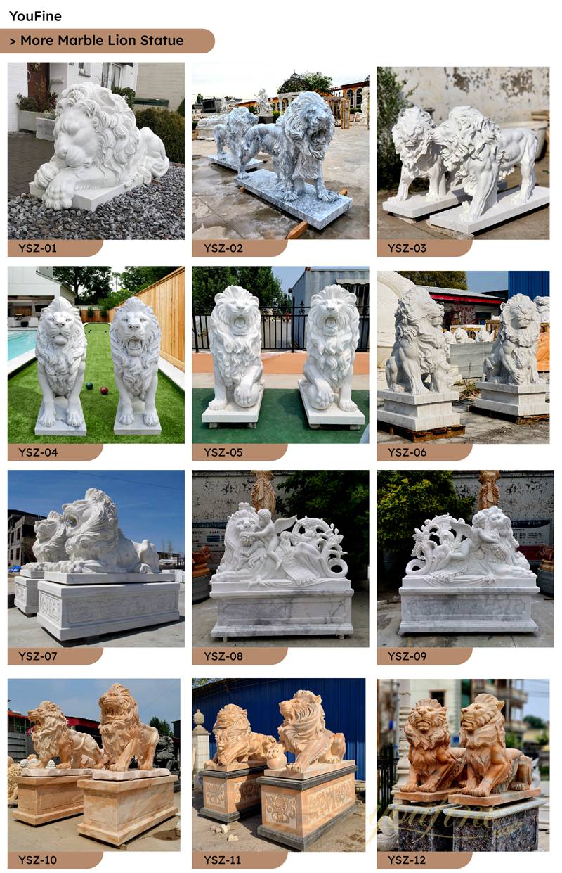 youfine hand carved marble lion statue for sale