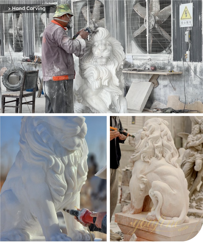 youfine hand carved marble lion statue for sale