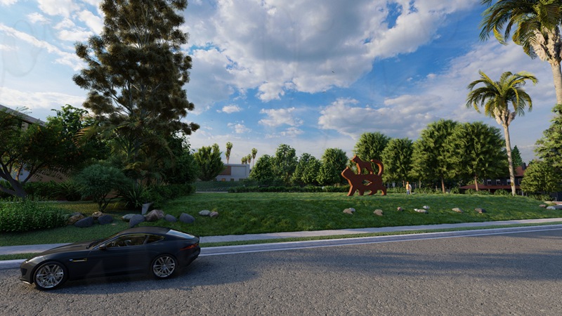 Cat and dog sculpture corten steel