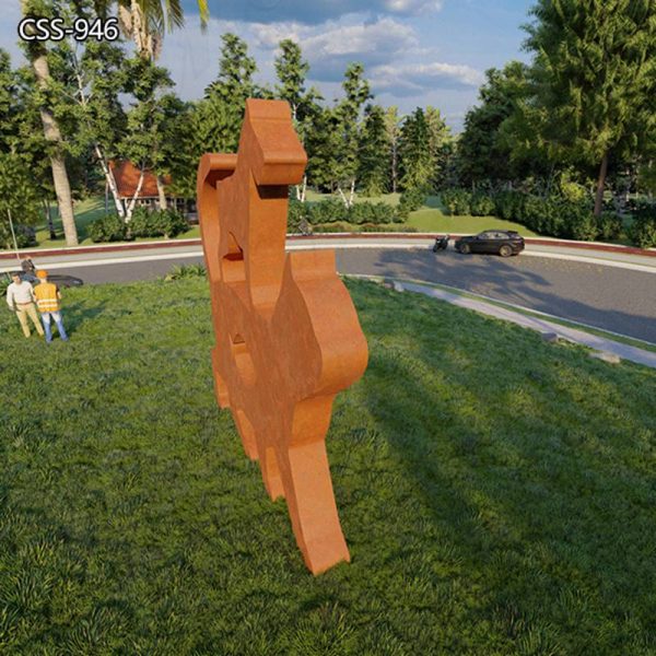 Corten Steel Rust Garden Sculpture Cat and Dog Art for Sale CSS-779