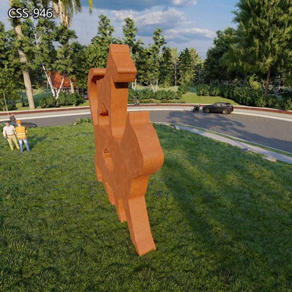 Corten Steel Rust Garden Sculpture Cat and Dog Art for Sale CSS-779