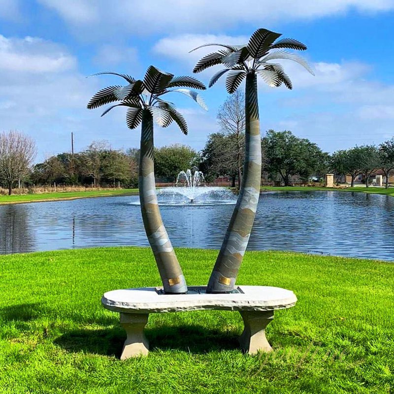 Large Outdoor Metal Palm Tree Yard Art Supplier CSS-707