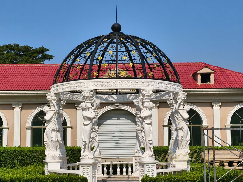white Marble Gazebo with female statue