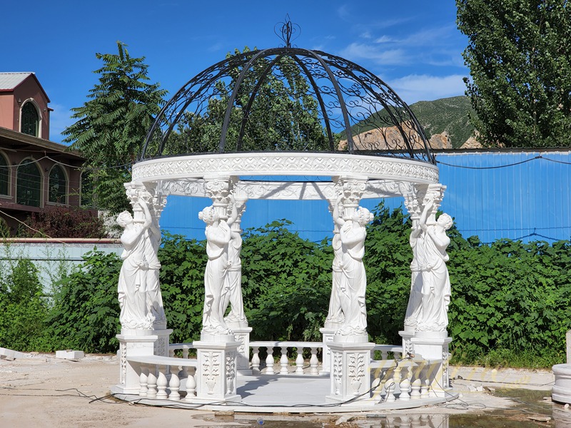 white Marble Gazebo with statue
