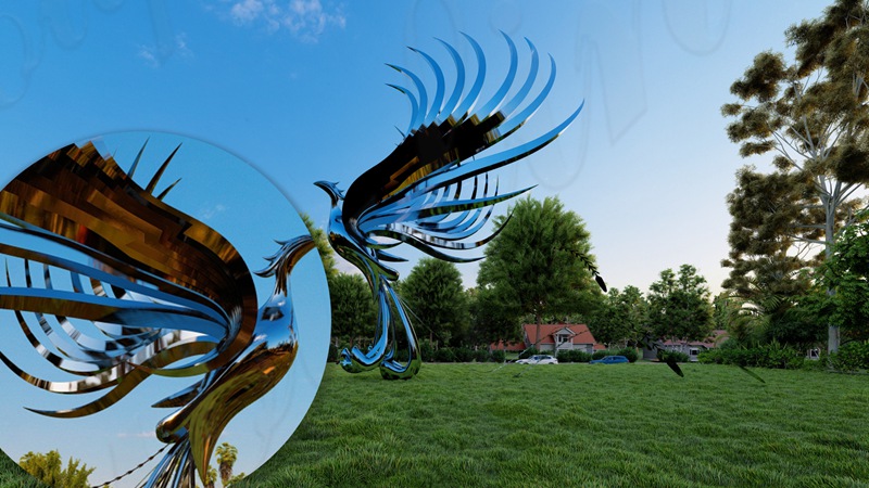 Metal Phoenix sculpture