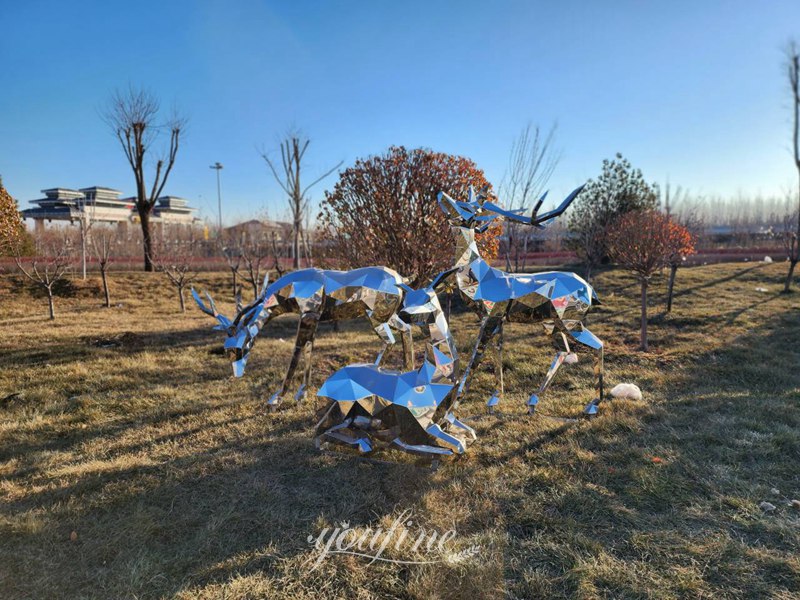 Stainless Steel Deer Sculpture Geometric Design