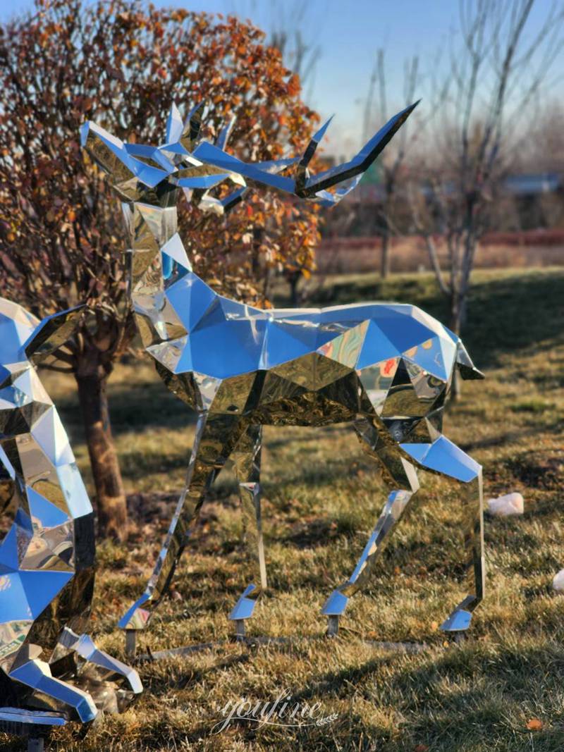 Stainless Steel Deer Sculpture Geometric Design