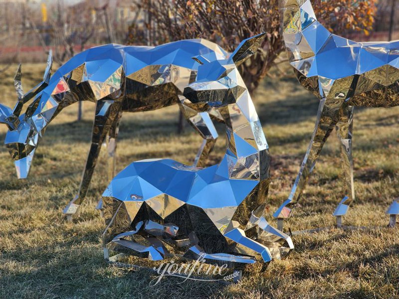 Stainless Steel Deer Sculpture Geometric Design