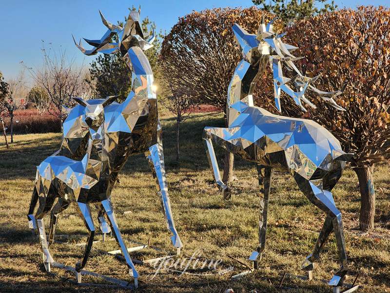 Stainless Steel Deer Sculpture Geometric Design 
