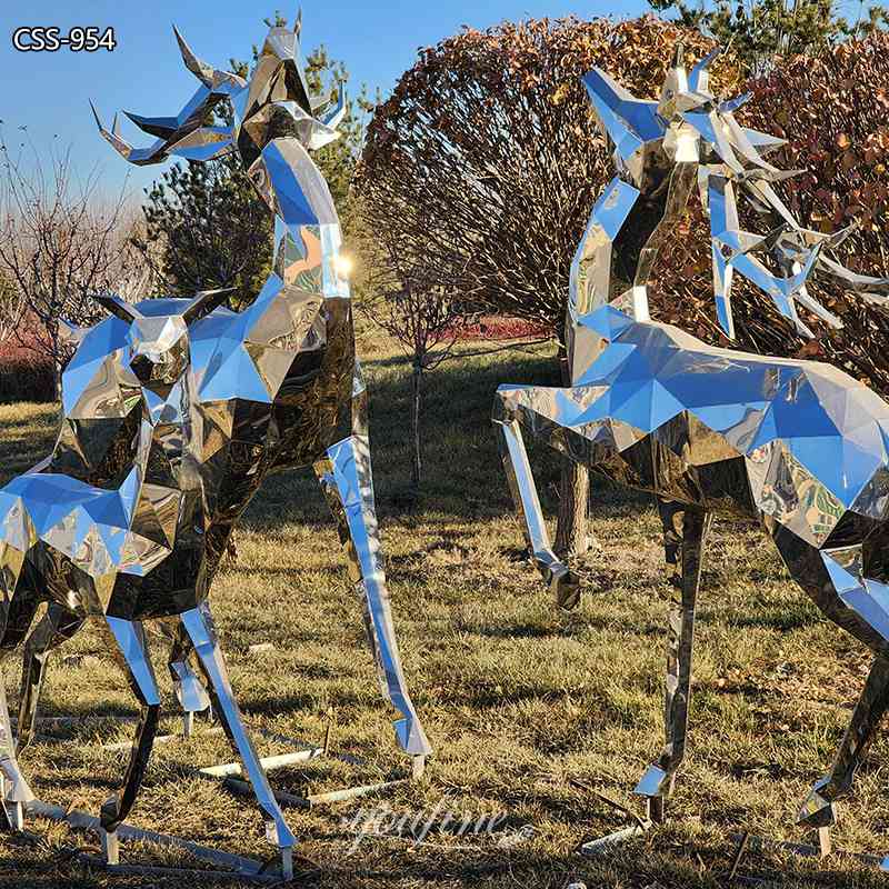 Stainless Steel Geometric Deer Sculpture Metal Outdoor Decor