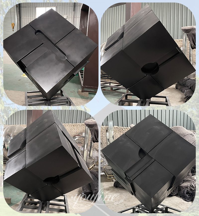 Stainless steel cube sculpture