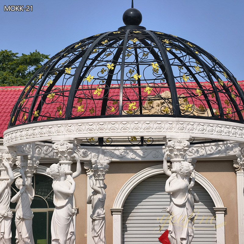 large White Marble Gazebo with female statue