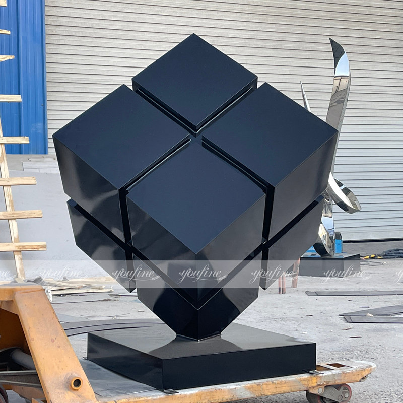 customized black rubik's cube sculpture