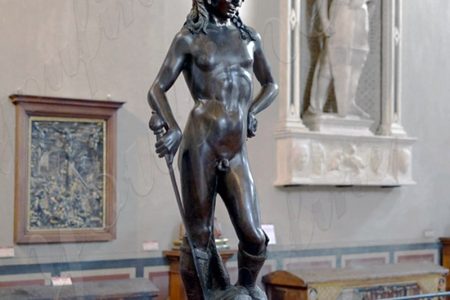 quot;David Apres le Combat" Antique French Bronze Statue & Marble Column b