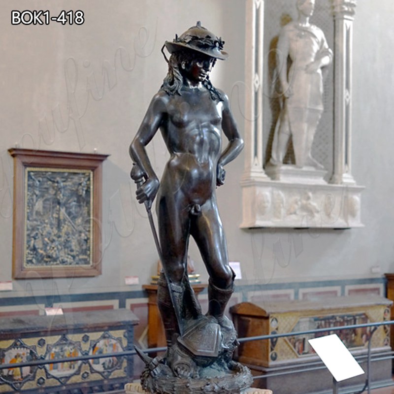 Renaissance Bronze Donatello David Statue Gallery Art BOK1-418