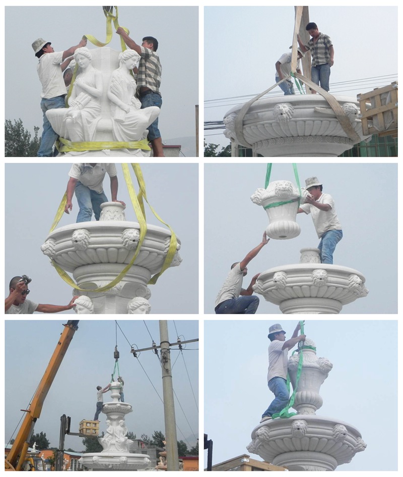large marble figure fountain Installation