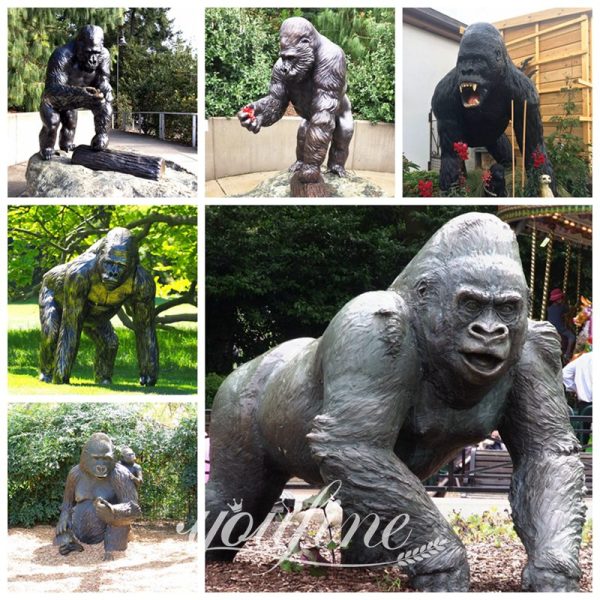 Lifesize Bronze Gorilla Metal Garden Statue and Yard Art BOK1387 YouFine