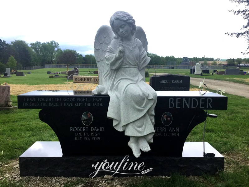 marble angel headstone cemetery benches