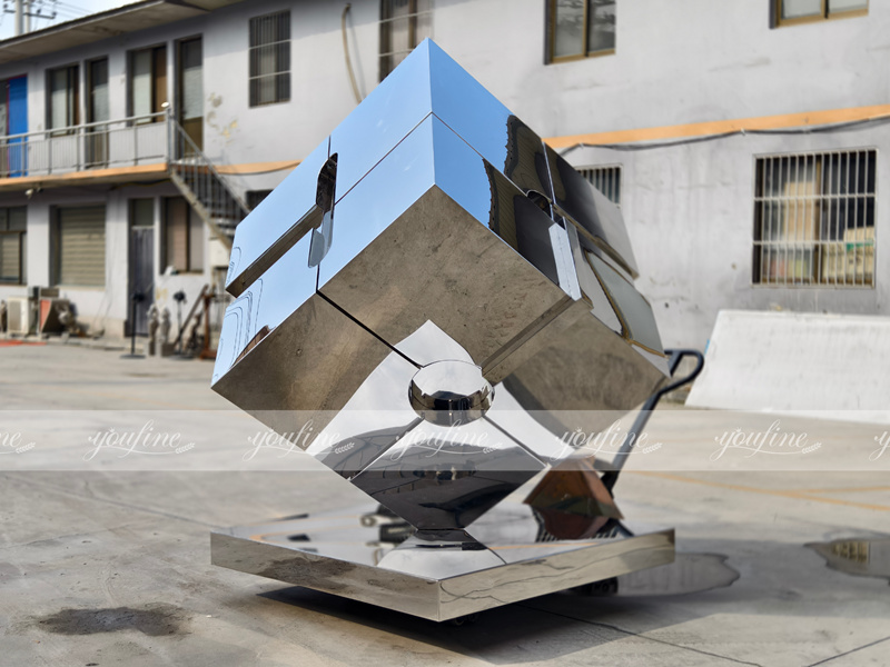 modern metal cube sculpture