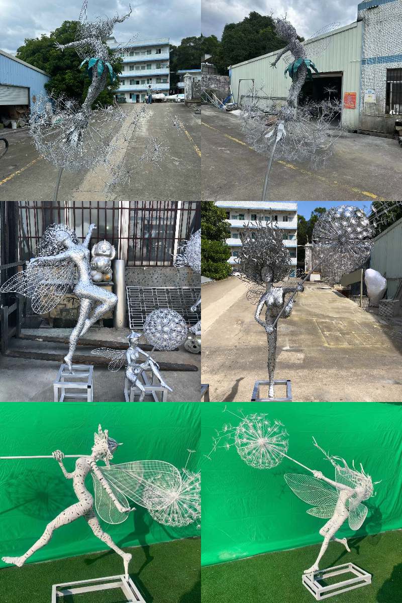 Décoration De Jardin Fée Et Pissenlit - Figurine En Métal, 65 Cm, Pour Jardin Féerique, Extérieur