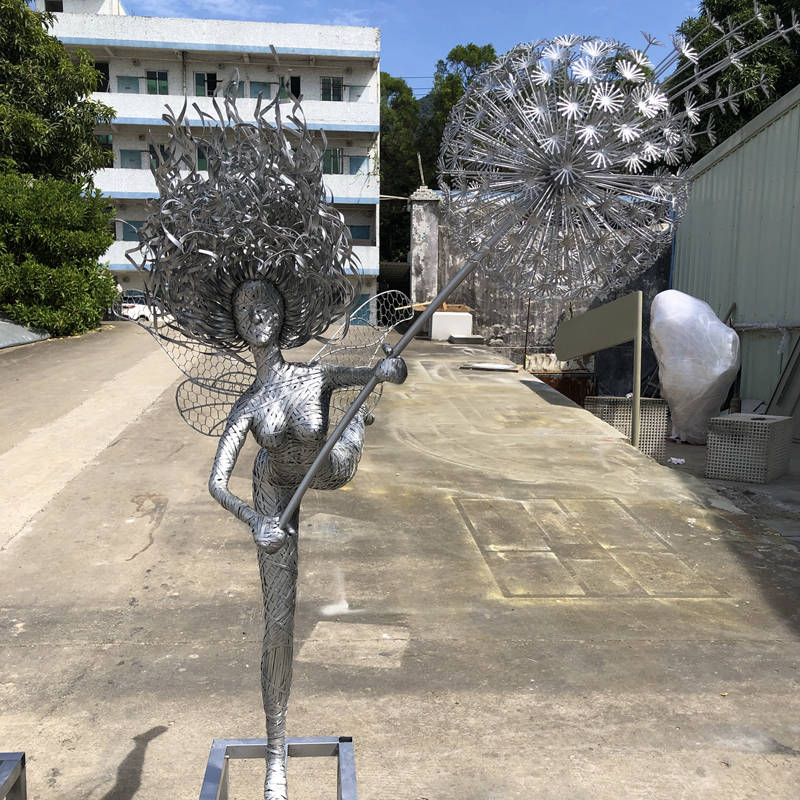 YouFine finished wire dandelion fairy sculpture