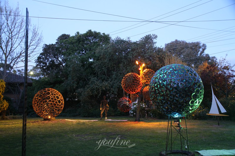 large decorative metal orbs