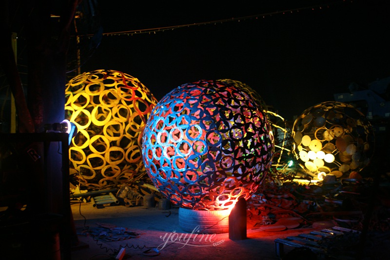 large decorative metal orbs