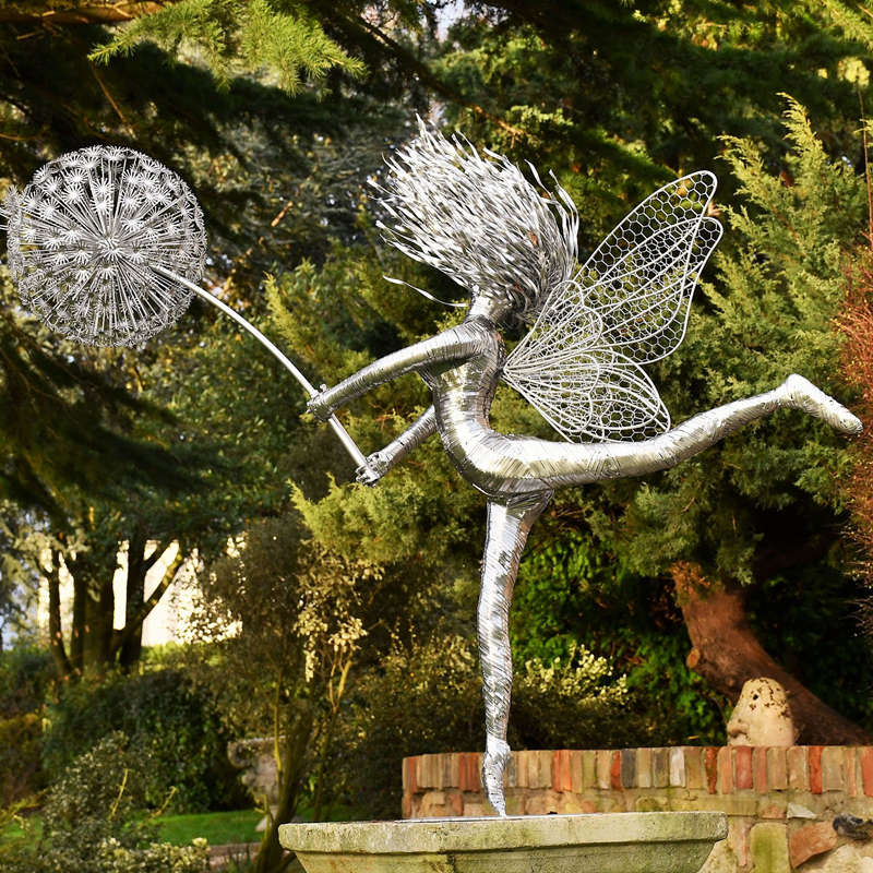 wire dandelion fairy sculpture