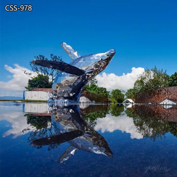 Stainless Steel Brilliance Metal Whale Sculpture Jumping out of the Water (2)