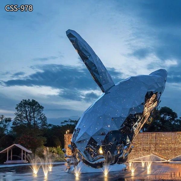Stainless Steel Brilliance Metal Whale Sculpture Jumping out of the Water (3)
