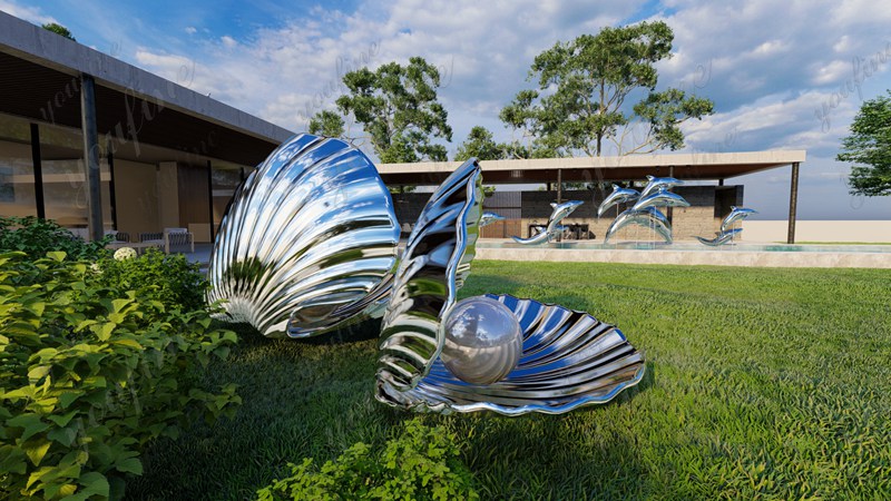 Stainless Steel Sea Shell Sculpture for Beachfront CSS-992
