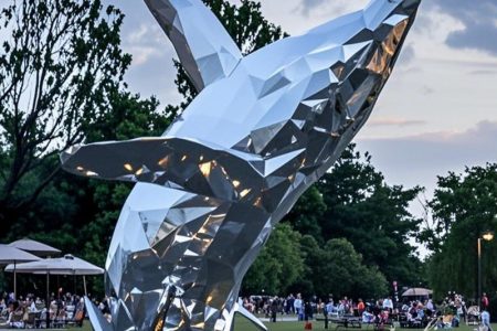 Modern Geometric Metal Whale Sculpture CSS-978