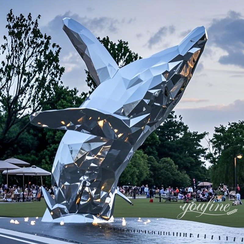 Modern Geometric Metal Whale Sculpture CSS-978