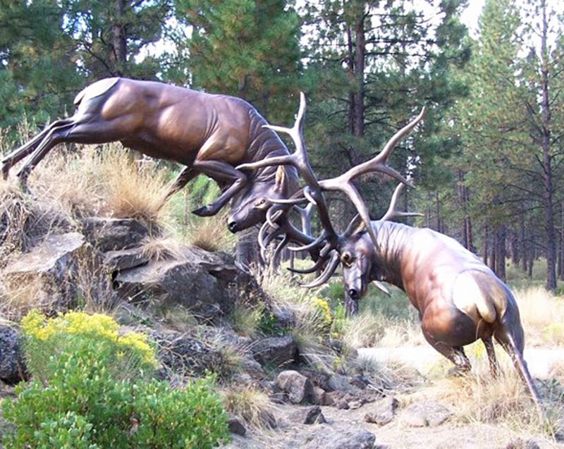 Life Size Bronze Elk Fight Statue for Sale BOKK-267