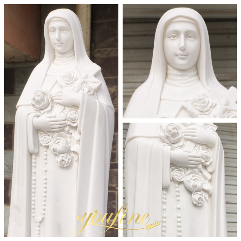 Marble Statue of St Therese the Little Flower details