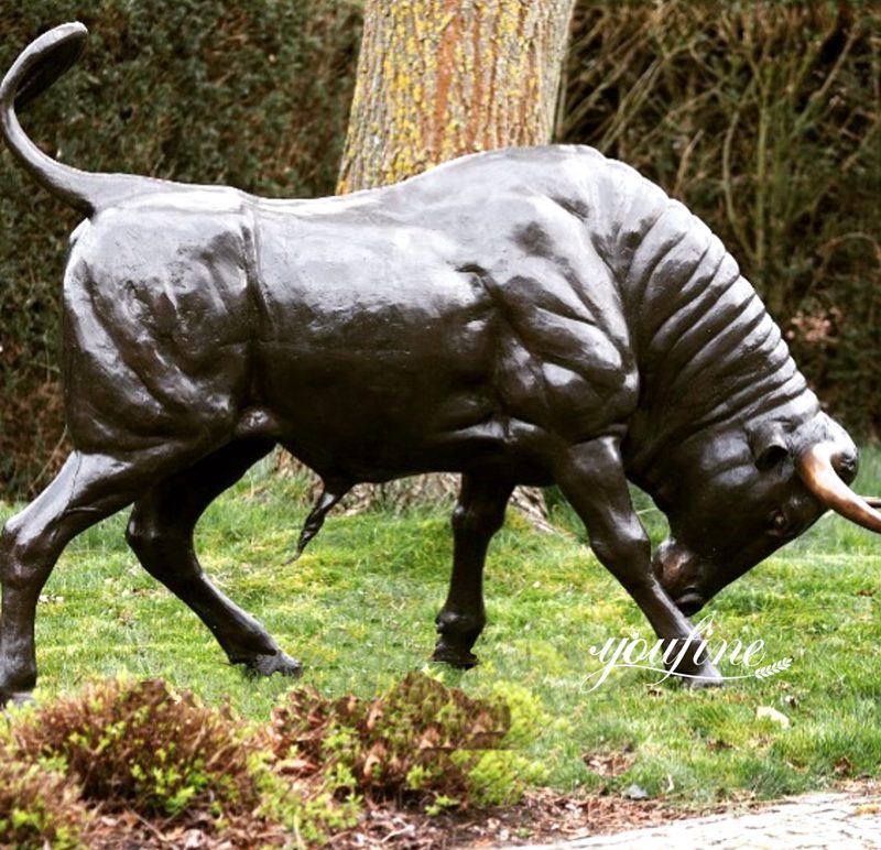Muscular Bronze Bull Statue for Sale