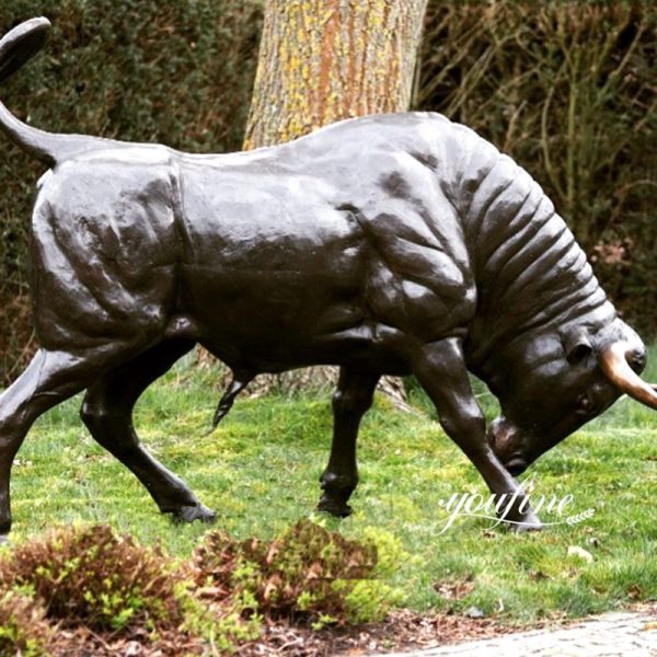 Powerful Muscular Bronze Bull Statue for Sale