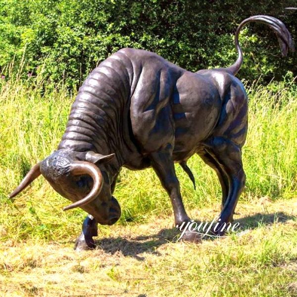 Powerful Muscular Bull Statue for Sale