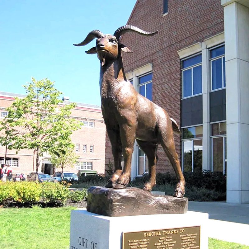 Ram On Rock Bronze Sculpture