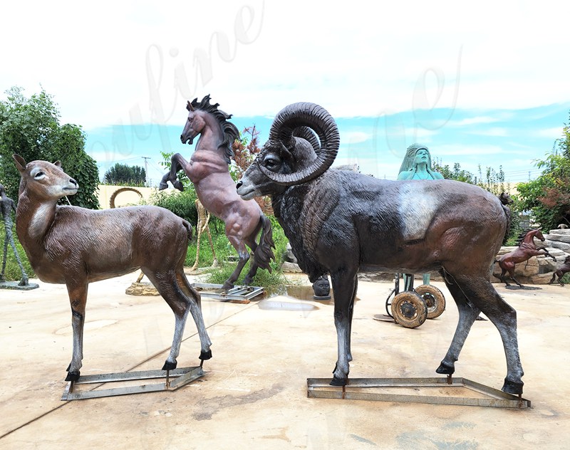 Wildlife Bronze Ram sculpture