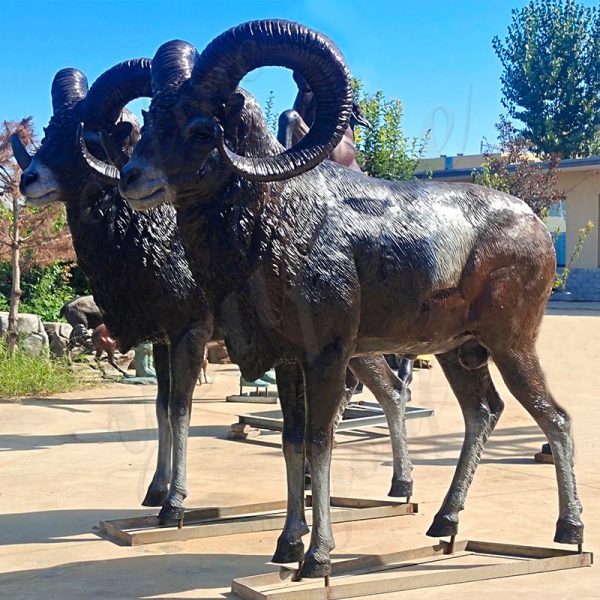 antique bronze ram sculpture